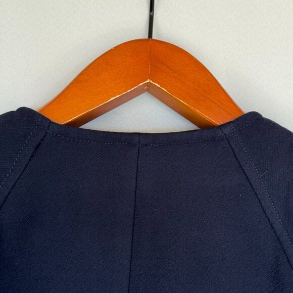 J. Crew Navy Blue Wool Blend Double Cloth Zip Front Wool Blend Jacket Size 14 - Picture 12 of 16